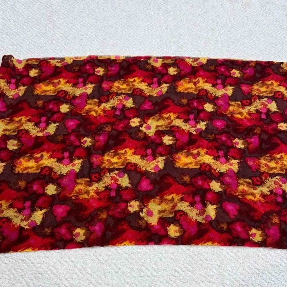 J.Crew Women’s Abstract Print Fringe Scarf - Burgundy & Mustard